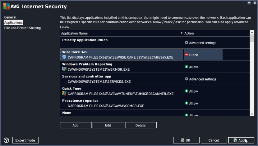 AVG INTERNET SECURITY 2016 BLOCK INTERNET ACCESS TO AN APPLICATION_18-06-2016_20-26-59